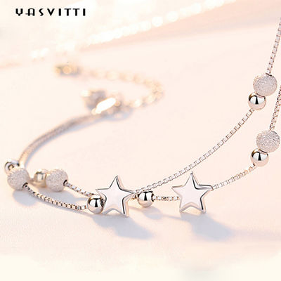 دستبند طلا و جواهر نقره ای 0.99 متری 0.14oz cZ دستبند طلا با چهار برگ رز