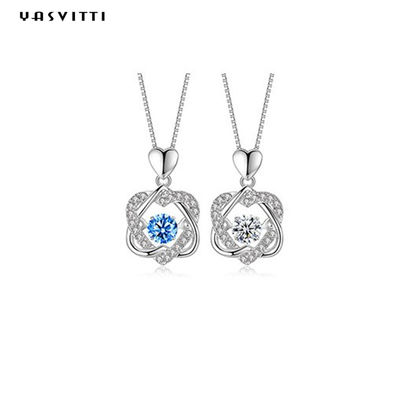 گردنبند طلا و جواهر نقره ای 1.2x2cm 2.2g S925 گردنبند قلب شش تکه قلب
