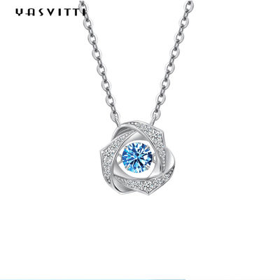 گردنبند گردنبند آویز نقره ای 2 گرم Fiancée 18k Cubic Zirconia 1.64ft