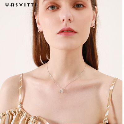 گردنبند گردنبند آویز نقره ای 2 گرم Fiancée 18k Cubic Zirconia 1.64ft