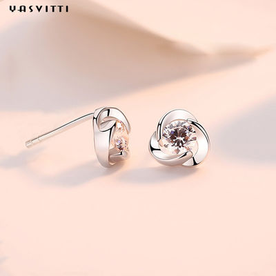 گوشواره های 925 عیار نقره ای زیرکون گل زیرکون گل میخ گوشواره الماس شبدر ساده