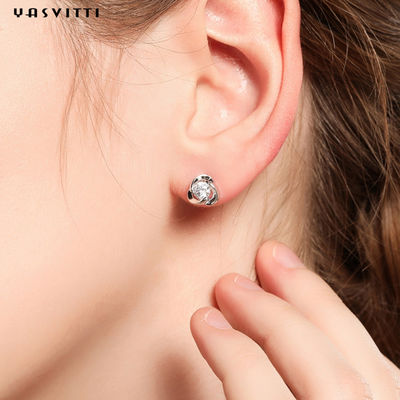 گوشواره های 925 عیار نقره ای زیرکون گل زیرکون گل میخ گوشواره الماس شبدر ساده