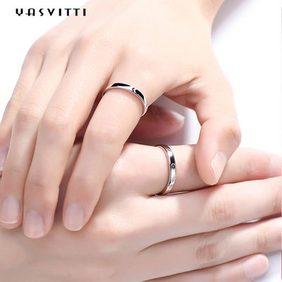 2 گرم 0.07oz حلقه خورشید و ماه 3A حلقه نقره ای ساده زیرکون