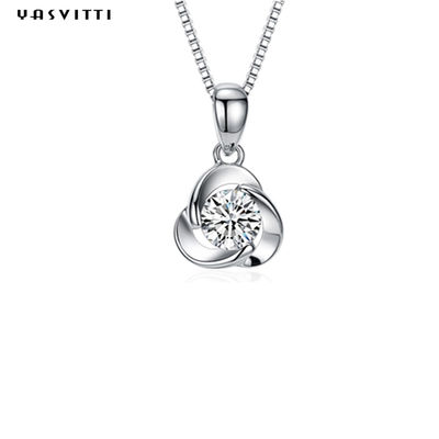 گردنبند آلیاژ زنانه گردنبند آویز زنانه Clover Blue Crystal گردنبند آلیاژ