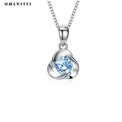 گردنبند آلیاژ زنانه گردنبند آویز زنانه Clover Blue Crystal گردنبند آلیاژ