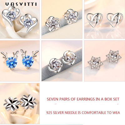 92.5٪ 1.5 گرم ست طلا و جواهر نقره ای استرلینگ ست SGS Love Earset Set Blue Antler