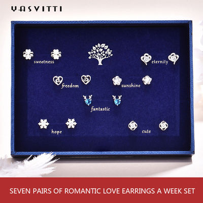 92.5٪ 1.5 گرم ست طلا و جواهر نقره ای استرلینگ ست SGS Love Earset Set Blue Antler