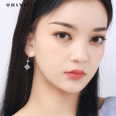 گوشواره جواهر نقره ای عیار ZC 0.31x0.39 اینچ گوشواره شبدر چهار برگ ضد حساسیت