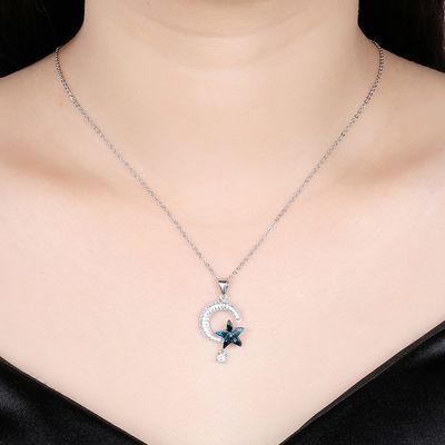 گردنبند نقره ای 18.1 اینچ 4.2 گرم گردنبند کریستالی Sun and Moon 14k 925