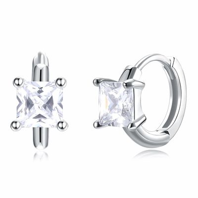 گوشواره های 1.2 متری 316L SS Square Cubic Zirconia گوشواره 3A CZ نقره نقره ای عقیق