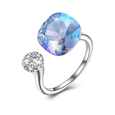 3.43 گرم 0.5cm جواهرات نقره عیار 925 فارغ التحصیلی حلقه باز حلقه الماس
