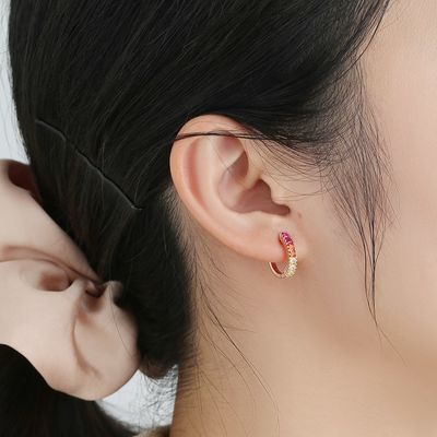 گوشواره جواهر نقره ای رنگین کمان
