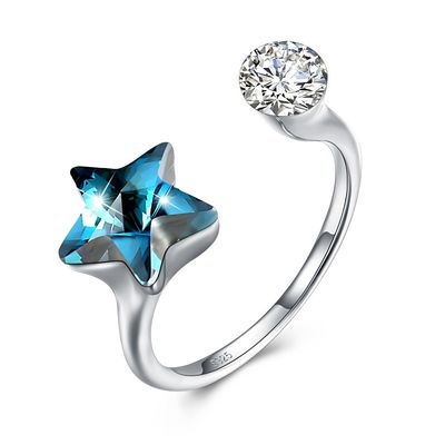 حلقه نقره ای نقره ای 10x17mm 3.23g 925 نقره ای با روکش الماس SGS