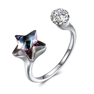 حلقه نقره ای نقره ای 10x17mm 3.23g 925 نقره ای با روکش الماس SGS