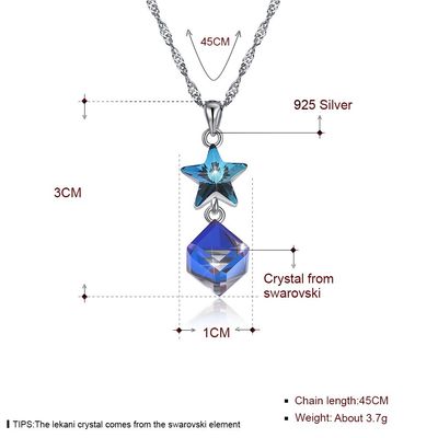 گردنبند الماس نقره ای 5A 3.7g 45cm Cubic Zirconia Star گردنبند نقره ای