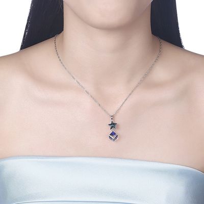 گردنبند الماس نقره ای 5A 3.7g 45cm Cubic Zirconia Star گردنبند نقره ای