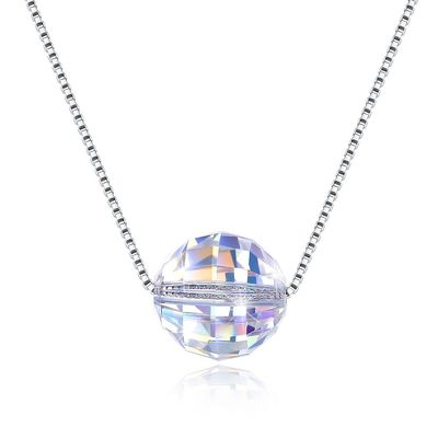 گردنبند طلا و جواهر نقره ای 3.5 اینچی 17 اینچی گردنبند 8 میلیمتری Aurora Crystal Diamond گردنبند