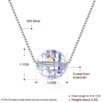 گردنبند طلا و جواهر نقره ای 3.5 اینچی 17 اینچی گردنبند 8 میلیمتری Aurora Crystal Diamond گردنبند