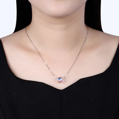 گردنبند طلا و جواهر نقره ای 3.5 اینچی 17 اینچی گردنبند 8 میلیمتری Aurora Crystal Diamond گردنبند
