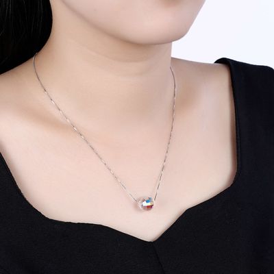 گردنبند طلا و جواهر نقره ای 3.5 اینچی 17 اینچی گردنبند 8 میلیمتری Aurora Crystal Diamond گردنبند