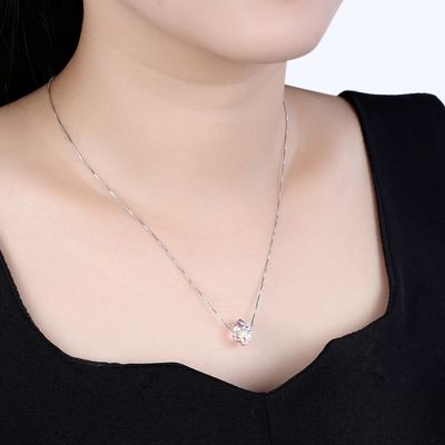 گردنبند آویز توپ کریستال 43 سانتیمتر گردنبند نقره ای عتیقه 18k SGS