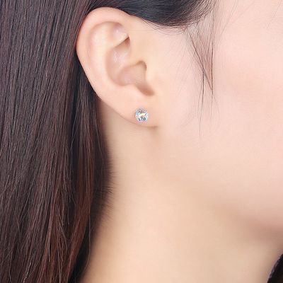 گوشواره جواهر نقره ای 0.9X0.6 سانتی متر 0.9 گرم