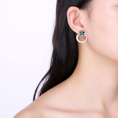 گوشواره 7.2 گرم 2.6x2.1 سانتی متر هدیه 5A CZ گوشواره نقره ای جامد