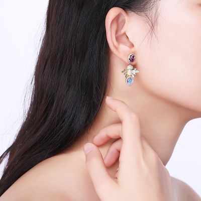 گوشواره جواهر نقره عیار هدیه الماس