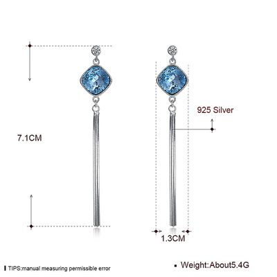 7.1cm 0.19oz گوشواره جواهر نقره ای Unisex Tassel Dassal Earring SGS