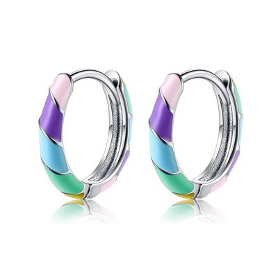 2.5x20mm 1 گرم گوشواره نقره جواهر S925 گوشواره حلقه رنگارنگ ODM