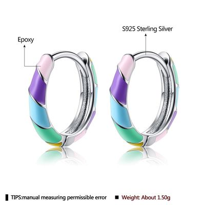 2.5x20mm 1 گرم گوشواره نقره جواهر S925 گوشواره حلقه رنگارنگ ODM