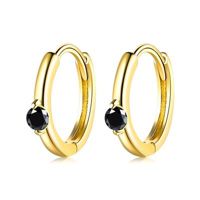 1.6g 1.5x0.3cm گوشواره طلا حلقه حلقه گوشواره CZ گوشواره نقره ای واقعی ODM