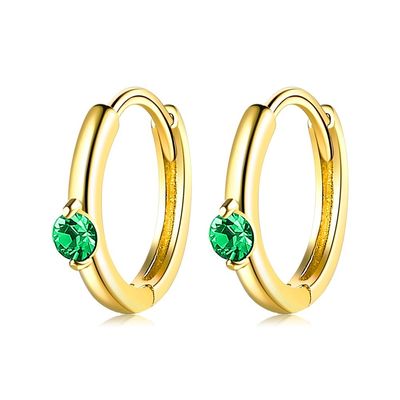 1.6g 1.5x0.3cm گوشواره طلا حلقه حلقه گوشواره CZ گوشواره نقره ای واقعی ODM