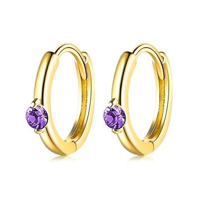 1.6g 1.5x0.3cm گوشواره طلا حلقه حلقه گوشواره CZ گوشواره نقره ای واقعی ODM