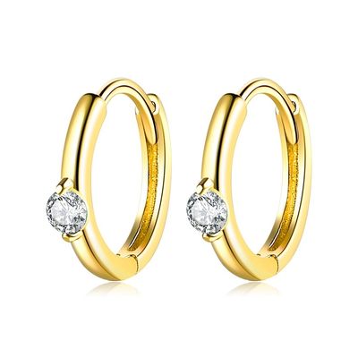 1.6g 1.5x0.3cm گوشواره طلا حلقه حلقه گوشواره CZ گوشواره نقره ای واقعی ODM