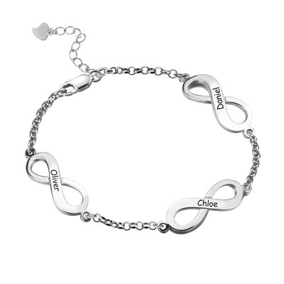 دستبند نقره سفارشی 0.18oz 0.79cm دستبند جامد 18k طلا سه نفره بی نهایت