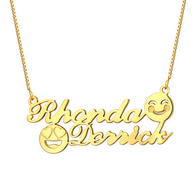 1.8ft 0.07oz گردنبند Emoji Gold S925 Memorial نام اولیه گردنبند