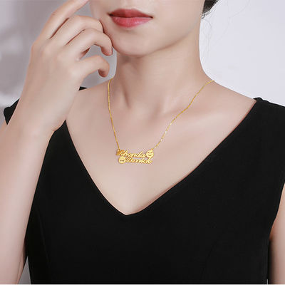 1.8ft 0.07oz گردنبند Emoji Gold S925 Memorial نام اولیه گردنبند