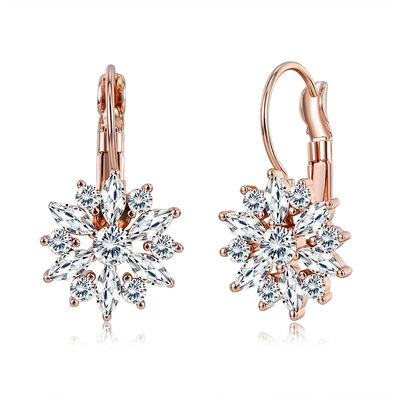 گوشواره 21mm کریستال 2.14g سفارشی حلقه OEM Dangle Drop Hop گوشواره طلا و جواهر