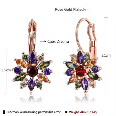 گوشواره 21mm کریستال 2.14g سفارشی حلقه OEM Dangle Drop Hop گوشواره طلا و جواهر