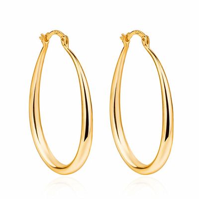 حلقه صاف با روکش پلاتین حلقه طلا 14k 30 × 21mm برای بانوان خانم