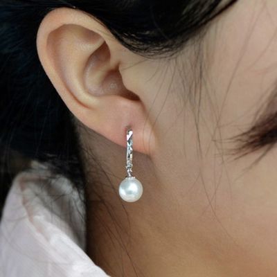 گوشواره های حلقه ای سفارشی هندسی زنانه با روکش مروارید پلاتین