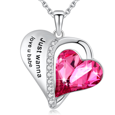 0.79x0.98 اینچ گردنبند آویز قلب استرلینگ زیبایی شناسی Love U Babe Heart